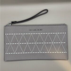 Michael Kors Gray Clutch Zipper Wallet Authentic